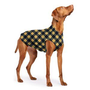 NWT Gold Paw DOG Fleece Sweater JACKET COAT - YELLOW PLAID BLACK SZ LARGE 26